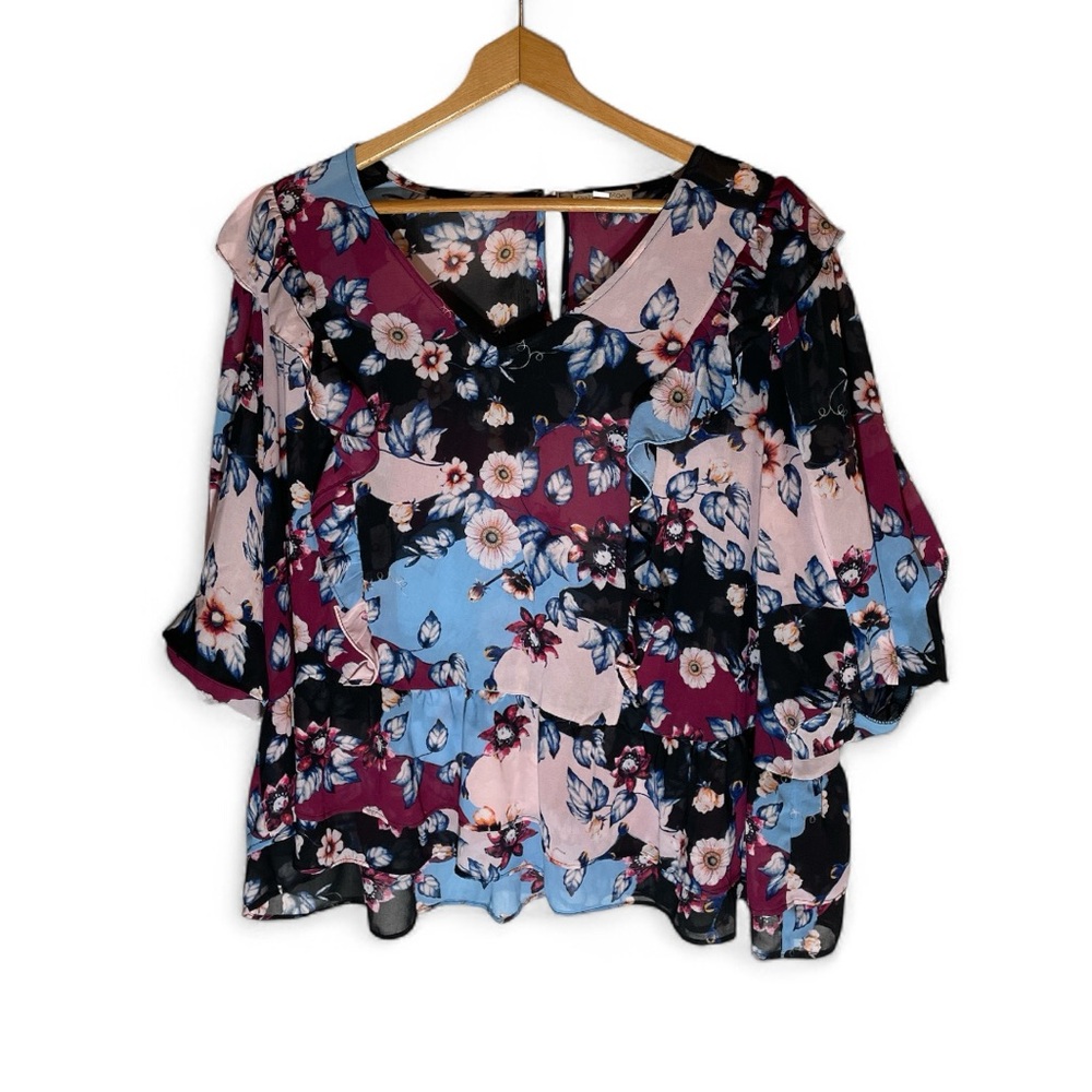 E2- Ophelia Roe Women’s 3X Floral Women's Top - Multicolor